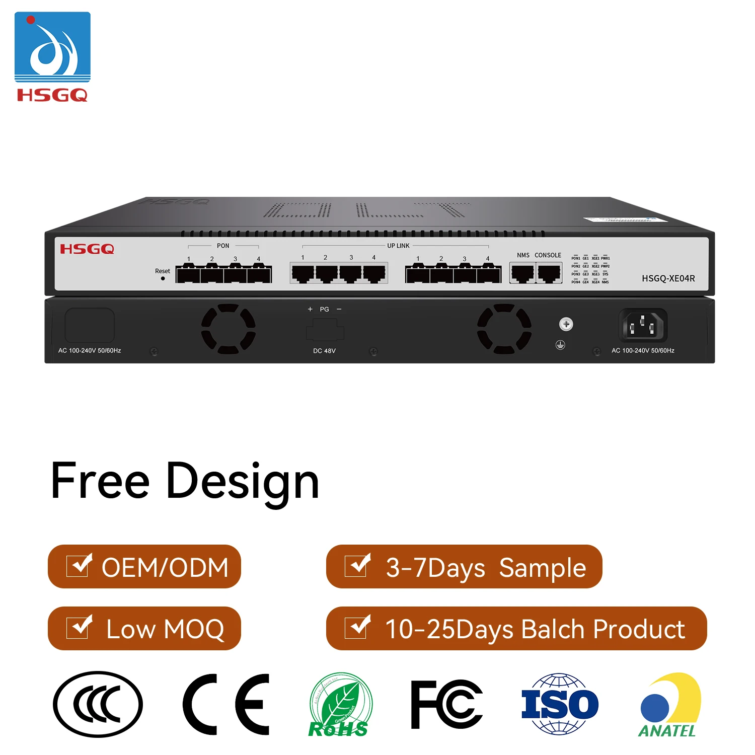 HSGQ- XE04R KIT Mini OLT Epon 4 Port SFP Modules PX20+++ Olt 1.25G Hsgq Xpon Epon Gpon Olt