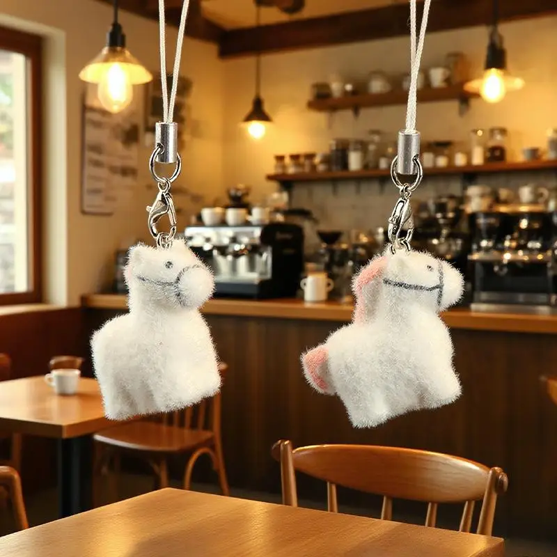 لطيف الكرتون يتدفقون الحيوان ثروة الحصان المفاتيح حقيبة زودياك الحصان سيارة كيرينغ السنة الجديدة هدية سماعة قلادة الديكور #1