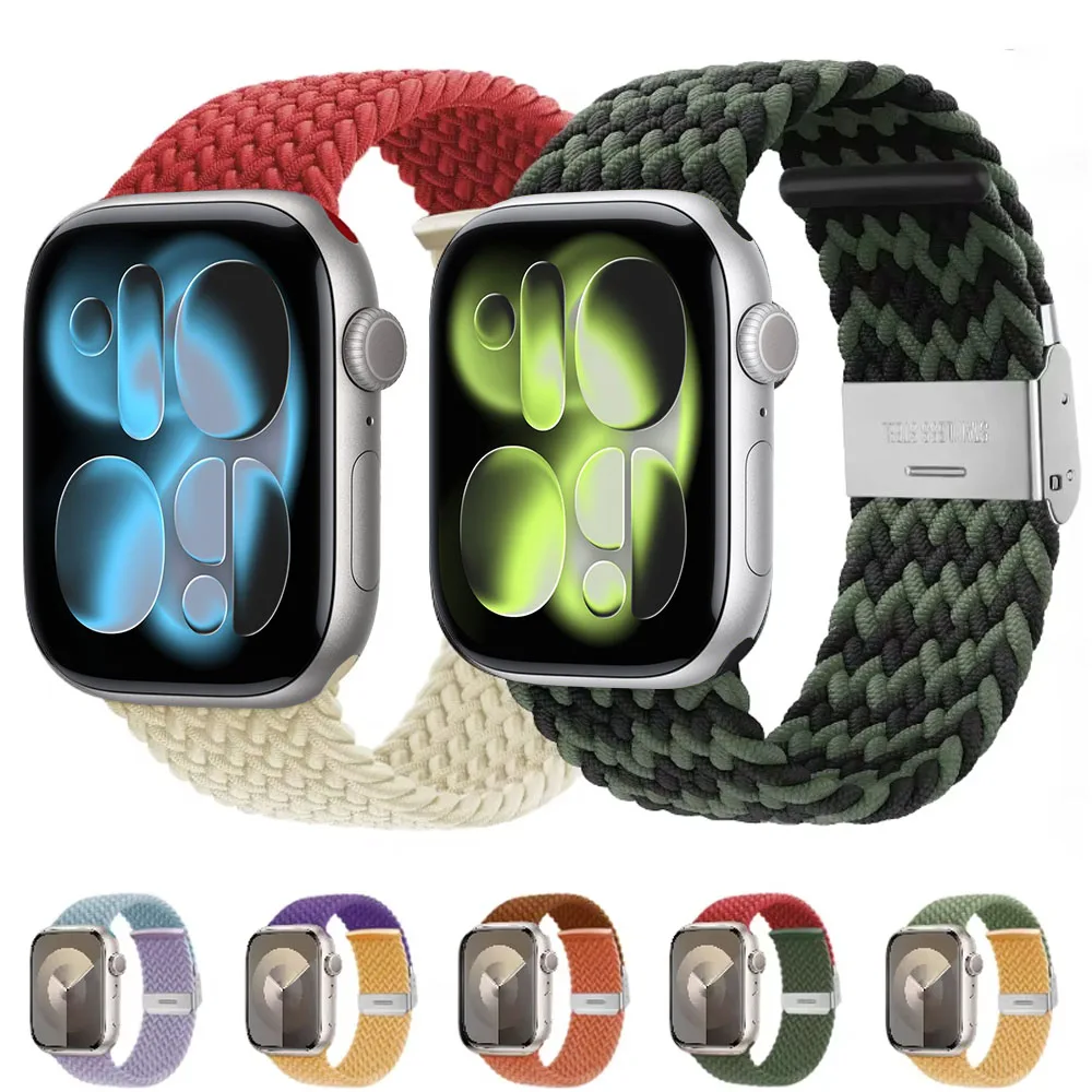 

Braided Loop Strap For Apple watch Band 44mm 45mm 46mm 40mm 41mm Ultra 3 49mm Bracelet correa iwatch Series 11 10 9 SE 8 7 6 5 4