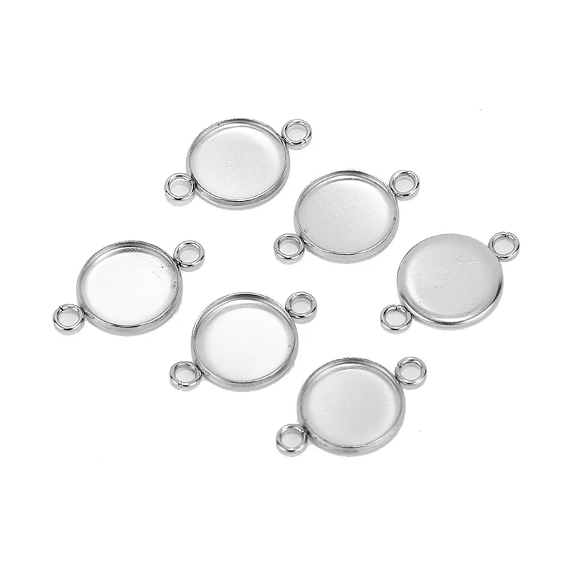 

50pcs Stainless Steel Cabochon Base Tray Bezel Blank Setting Connectors Accessories For DIY Jewelry Making Findings 8/10/12/14mm