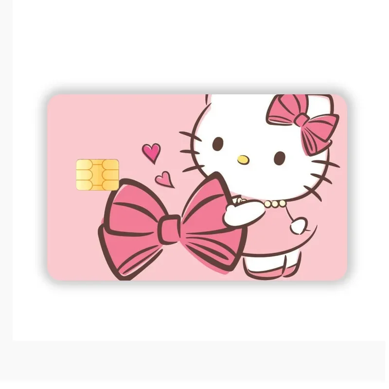 Valentine Day 1Pc Anime Sanrios Diy Card Stickers Kawaii Cartoonhello Kitty Kuromi Melody Love Credit Debit Card Skin Film Tape