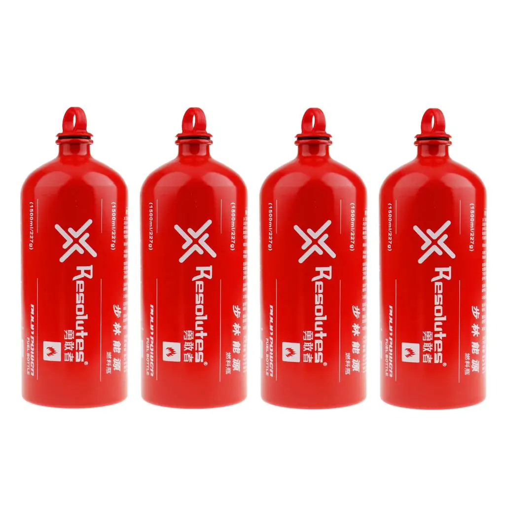 

4xAluminum Liquid Fuel Bottle Outdoor Camping Stove Gas Oil Container 1500ML