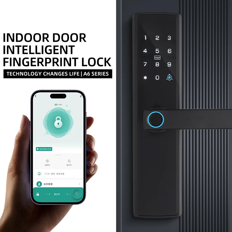 Fechadura inteligente com impressão digital, segurança doméstica, fechadura inteligente com senha de aplicativo wi-fi, desbloqueio rfid, hotéis eletrônicos