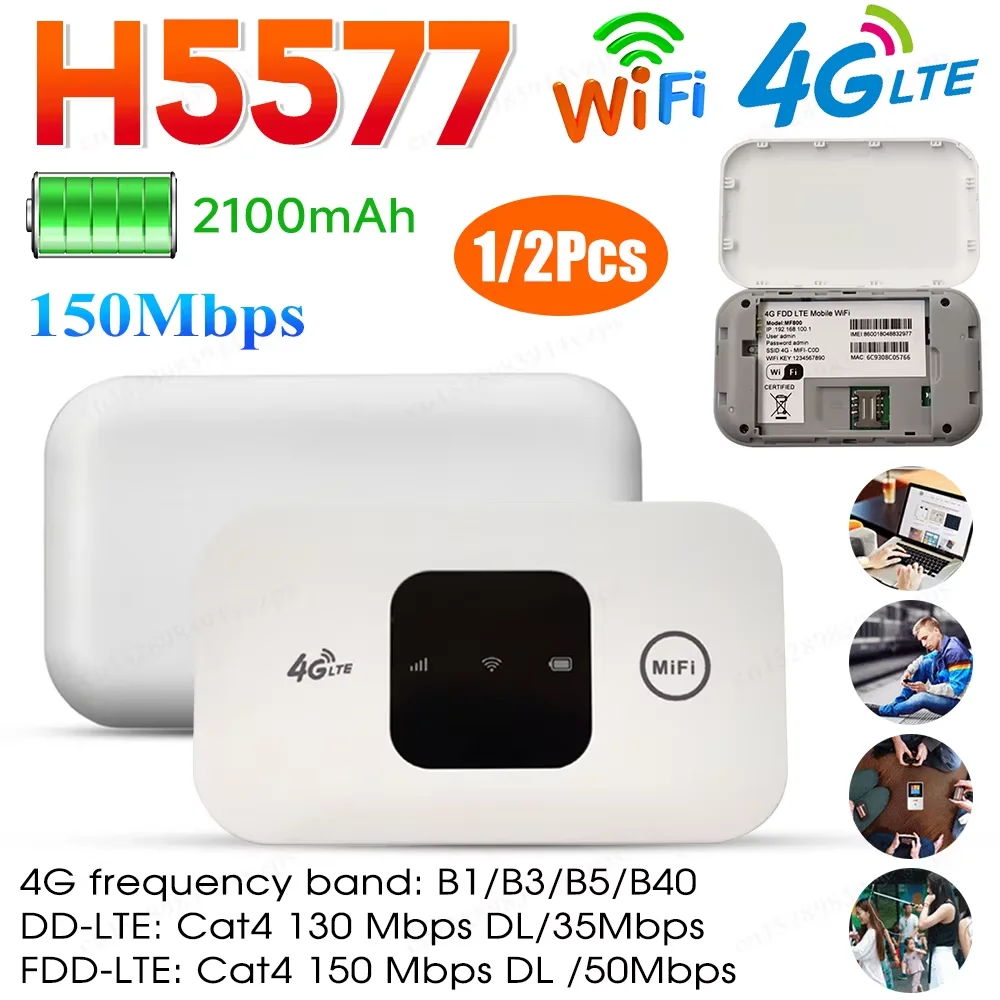 

4G Lte Router Wireless Wifi Portable Modem Mini Outdoor Hotspot Pocket Mifi 150mbps with Sim Card Slot Repeater 2100mah