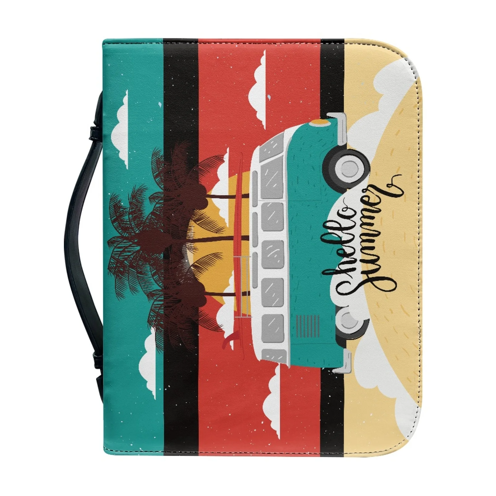 PENSTROLL Hello Summer Beach Bus Lightweight Bible Book Covers for Women Top Handle Bible Cover New Trend