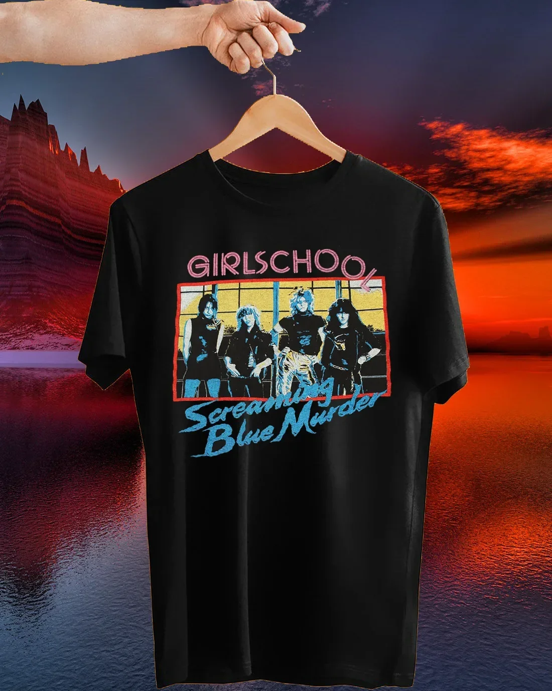 Girlschool Band Tour Screaming Blue Murder Cotton men Size S-4XL T Shirt SG219