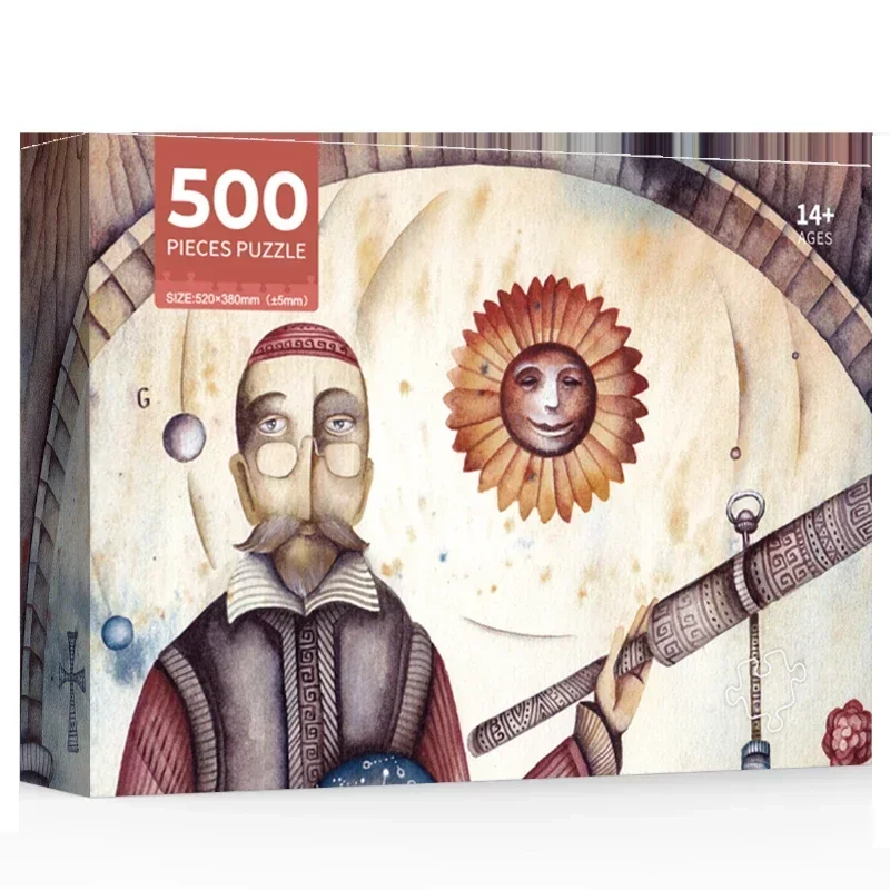 

High Quality 38x52cm 500 Pieces Adult Jigsaw Puzzle Astronomer Figure Statue Design Christmas Gift Idea