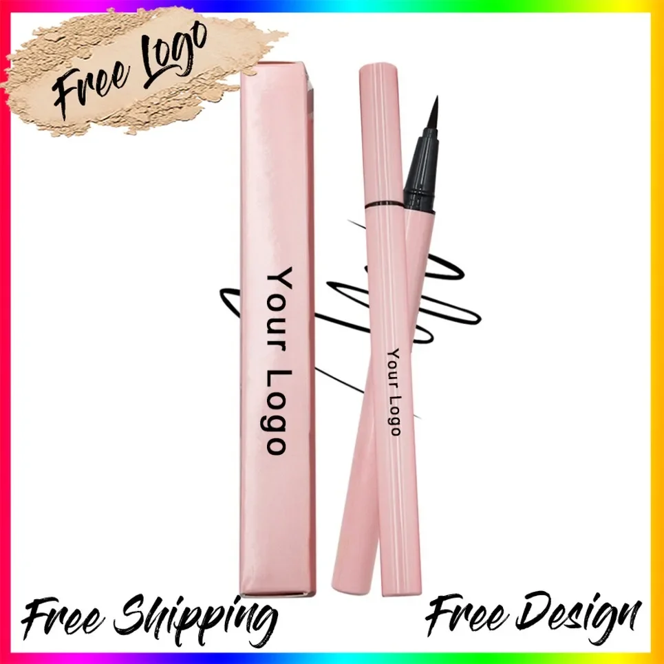 Pink Tube Smudge Proof Eye Liner Private Label Waterproof Long Lasting Quick Dry Cotton Eyeliner Custom Logo Vegan Wholesale
