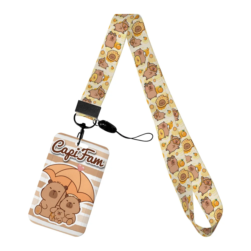 Capybara Cute Animal Cartoon Card Holder Lanyard Keychain Business Badge Holders Neck Strap Student Card CaseCards Cover