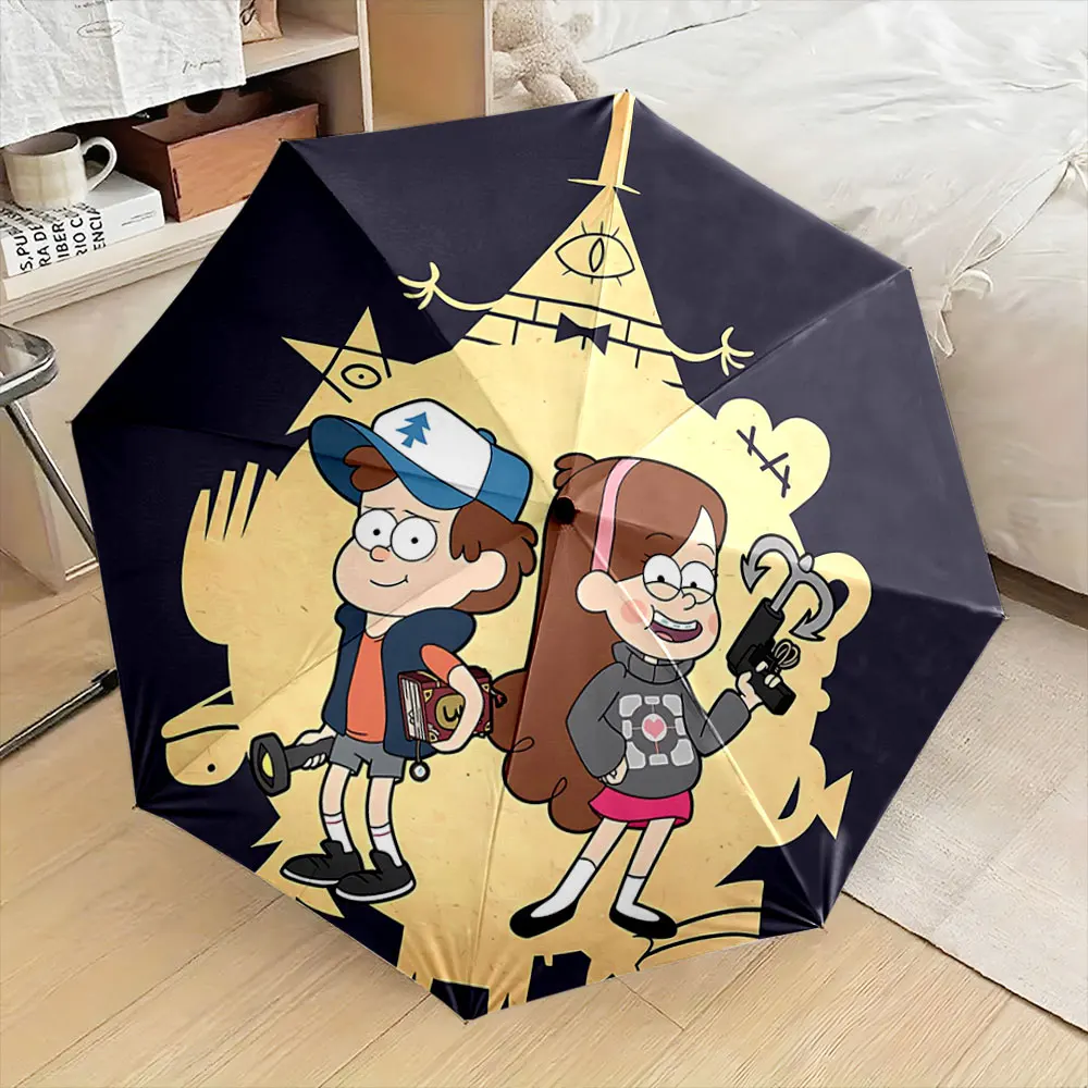Mystery Adventure Cartoon Umbrella - Iconic Characters Design Compact Fashion Folding Umbrella for Daily Use, Christmas Gift