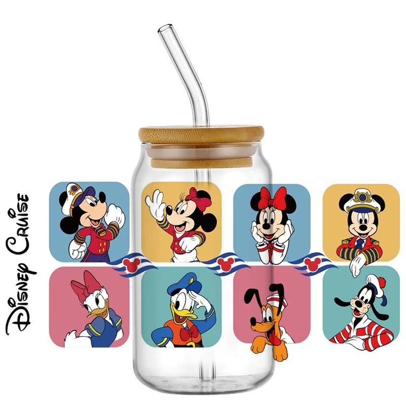 Miniso New Design Mickey Captain Adventure series UV DTF Decal Wrap For 16oz Libbey Glass Can Cup uvdtf Coffee Car Sticker DIY