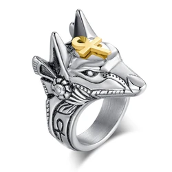 European and American jewelry retro Anubis god self-defense broken window ring ancient Egyptian god of death jackal head ring