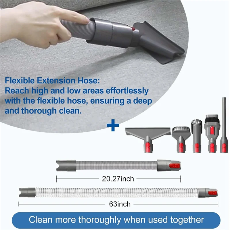 

A010 For Dyson V15 V11 V10 V7 V8 Vacuum Cleaner Parts Flexible Extension Hose Mattress Tool Stiff Brush Soft Bristle Attachment