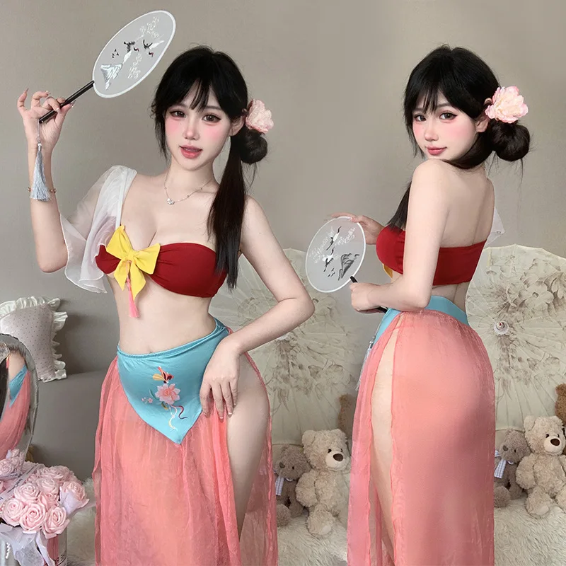 Sexy Elegant Ancient Chinese Style Sleepwear Set Role-playing Dance Outfit Comfortable Tradition Hanfu Exotic Charm Costumes