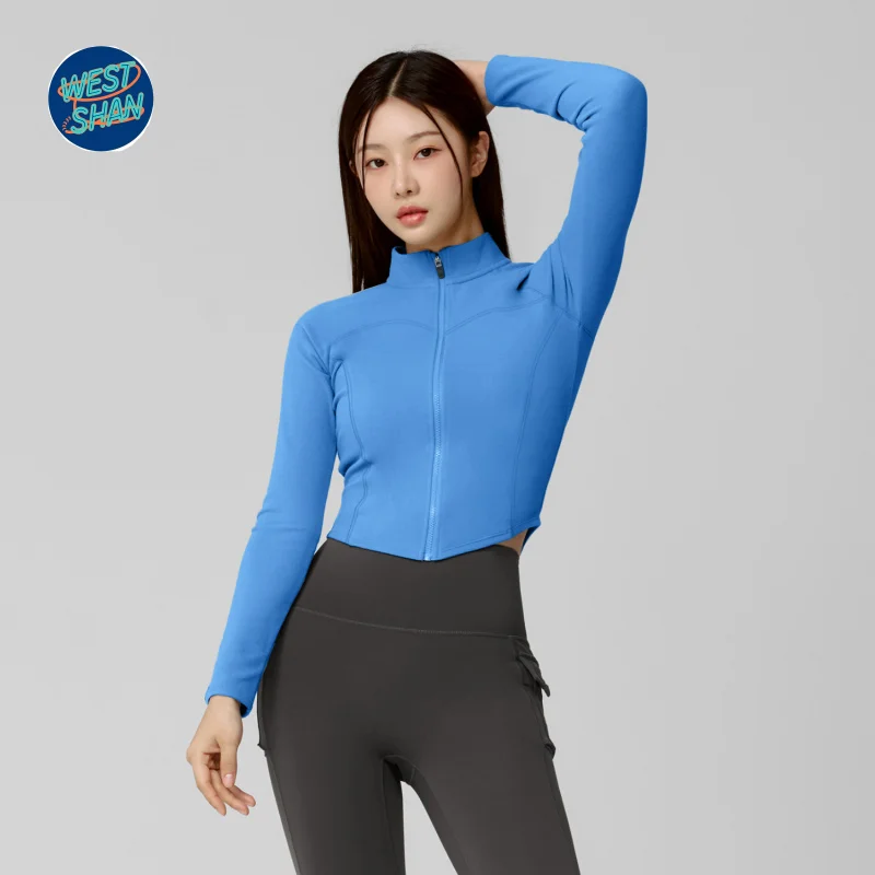 

WESTSHAN EU US Size Top Quality New Arrival Tight Yoga Clothing Jacket Stand Collar Outdoor Running Fitness Cycling Sports Top