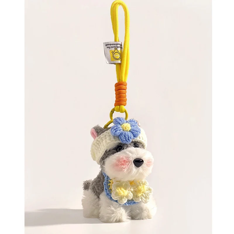 Peluche Schnauzer Cucciolo Ciondolo Borsa Simpatica Bambola Zainetto Ornamento Portachiavi Regalo squisito