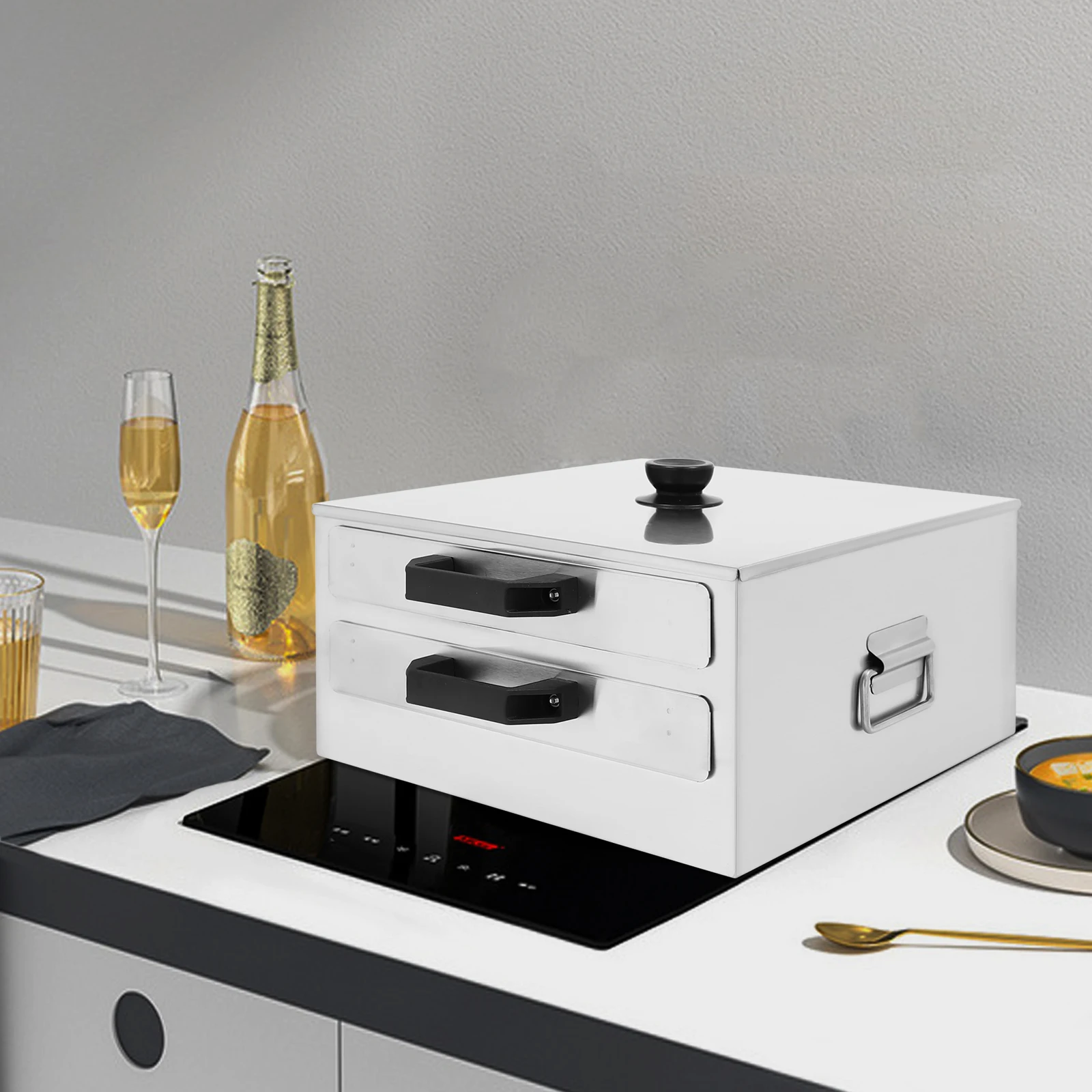 Rice Noodle Rolls Machine, 304 Stainless Steel Double Layer Cheong Fun Steamer for Home Kitchen