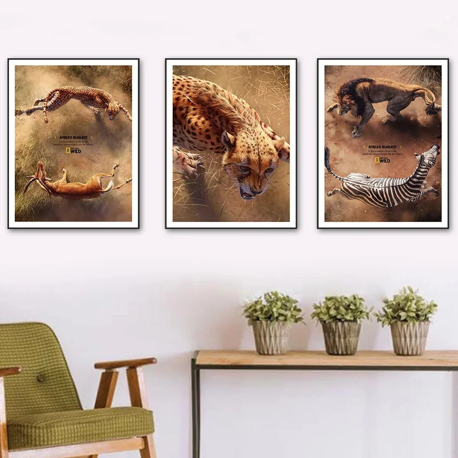 

Lion Zebra Crocodile Leopard Antelope Cow Wall Art Canvas Painting Nordic Posters And Prints Wall Pictures For Living Room Decor