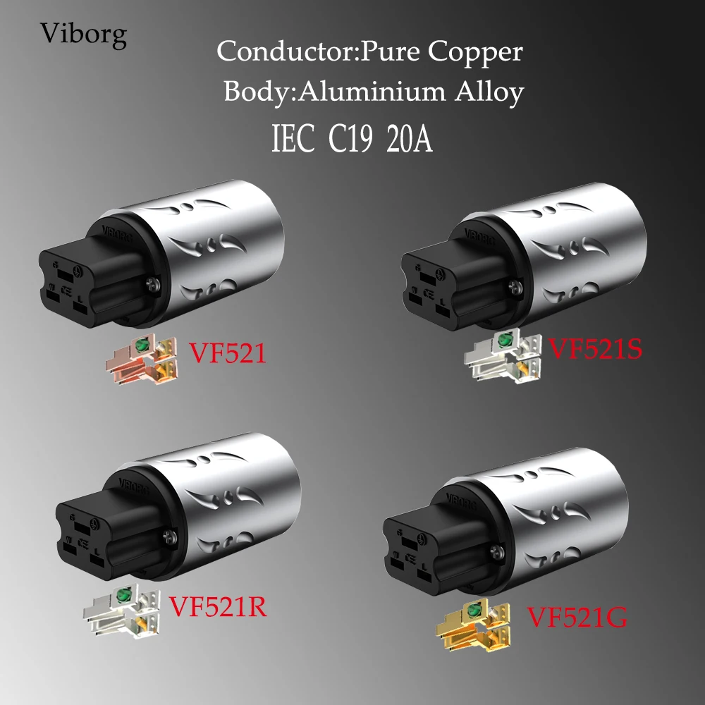 

Viborg VF521 Pure Copper Rhodium /Gold/Silver/Plated 20A C19 IEC Female Plug HIFI Power Cable DIY Best Choice