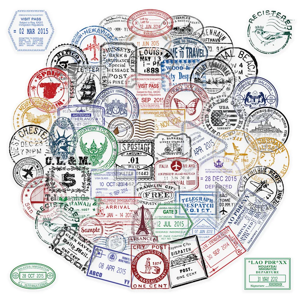 

60 Pcs Retro Postmark Clear Stickers - Transparent Vintage Decals for Journal & Scrapbook DIY Embellishment AnimeWorlds Store