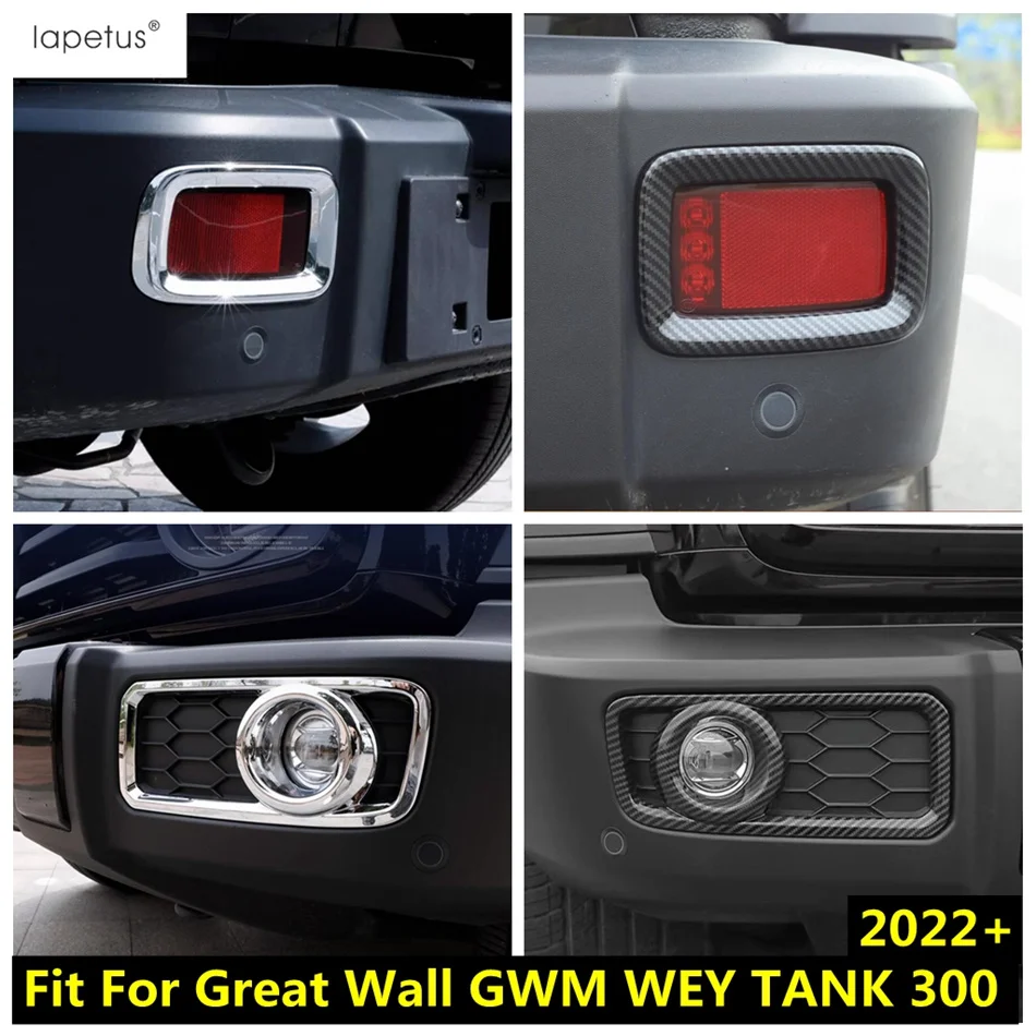 

Front Rear Bumper Fog Light Lamp Frame Decoration Cover Trim For Great Wall GWM WEY TANK 300 2022 2023 ABS Chrome Accessories