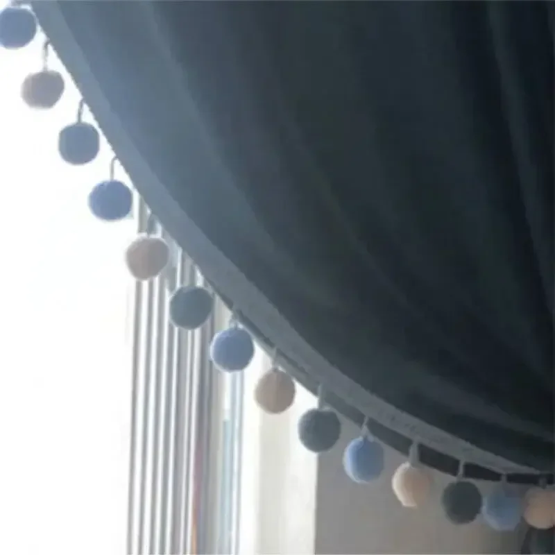 1m Large Pom Pom Bobble Trim Fringe Curtain Sewing Tassel Balls Trimming Pompoms Upholstery Furniture Decor Upholstery Crafts