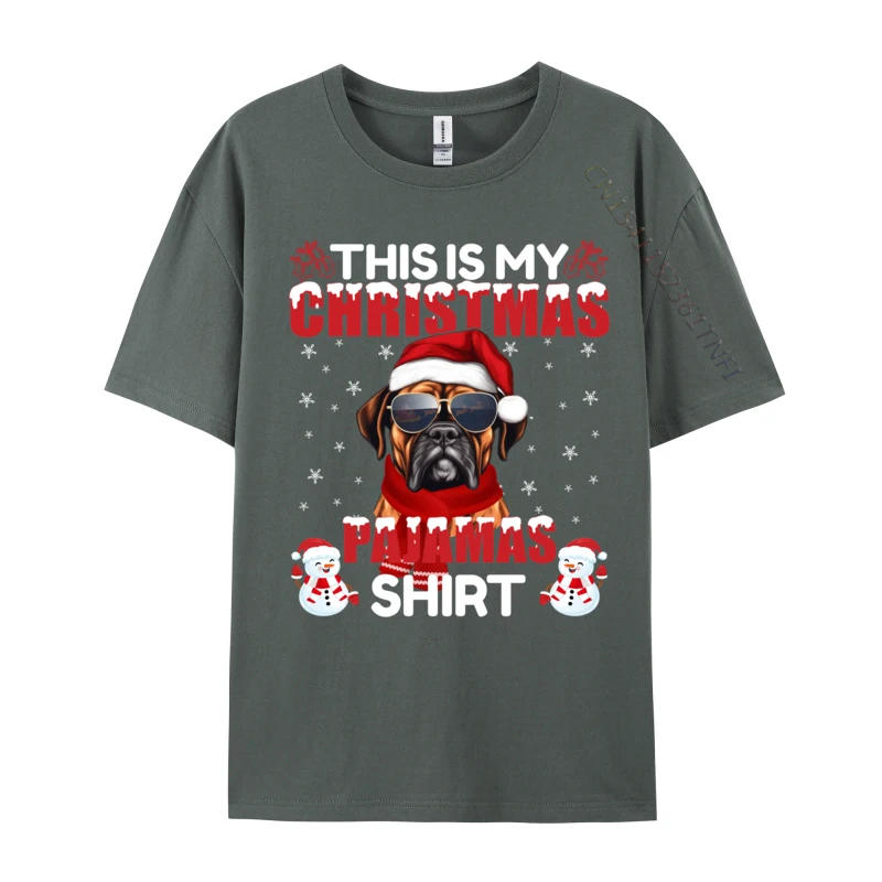 Boxer Dog Lover Christmas Pajama Reindeer Xmas Matching T Shirt Men Tee Premium Cotton Anime Printed T-Shirts Oversize Top Tees