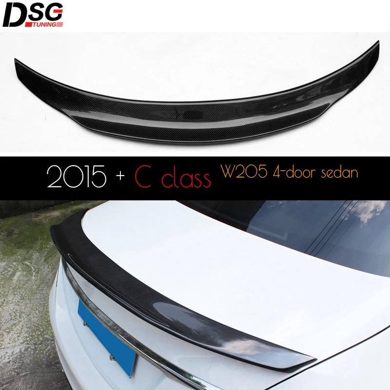 Real Carbon Fiber Car Rear Trunk Spoiler Lip Boot Wing Lip Extension for Mercedes for Benz C Class Sedan W205 4-door 2015 - 2022