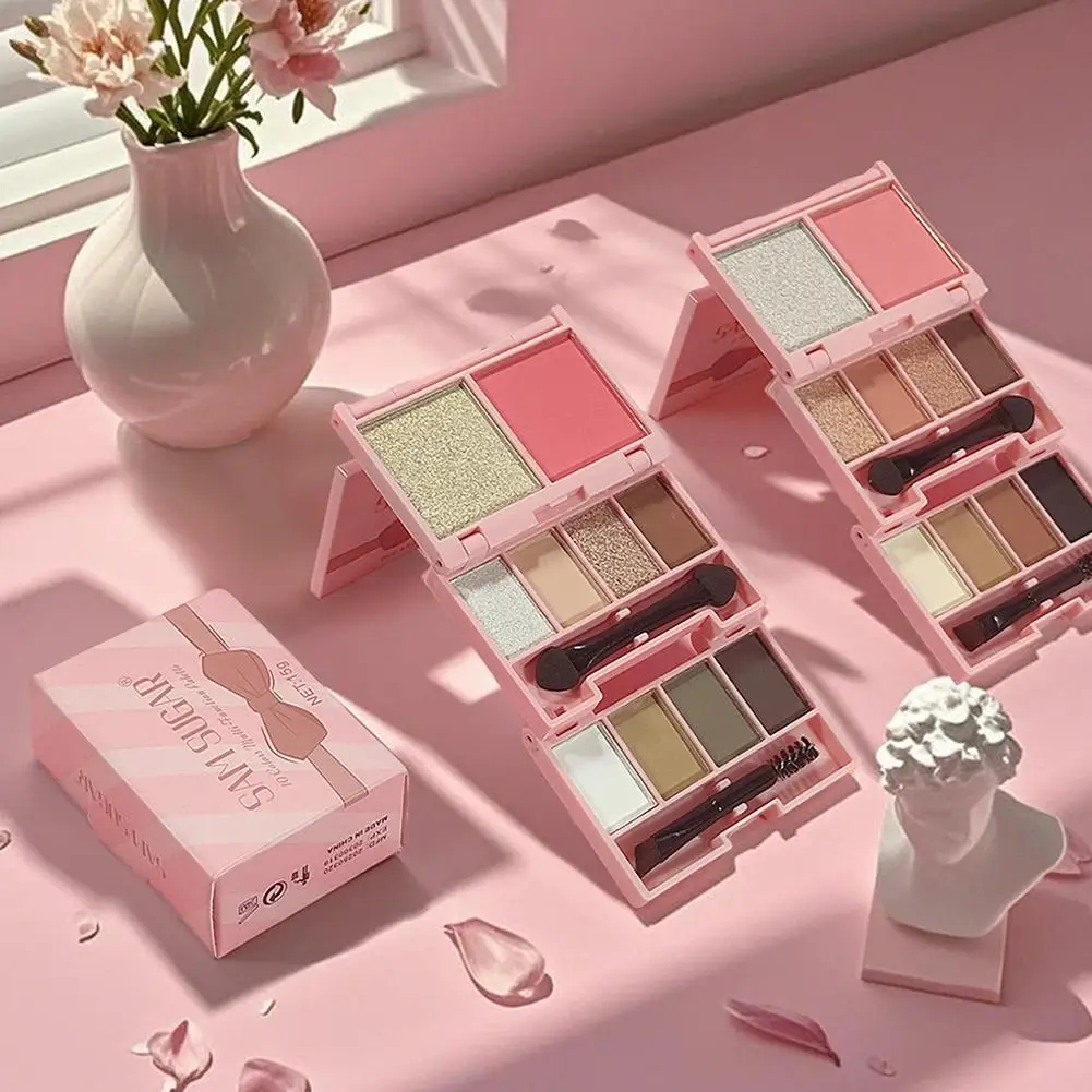 Paleta de Sombras de Ojos Mini Portátil, Colores Intensos, Iluminador, Rubor, Contorno, Resistente al Agua, Larga Duración, Dropshipping