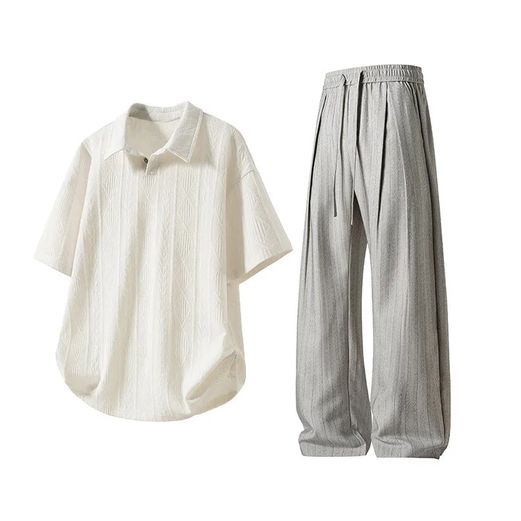 Casual suit men's summer thin sports casual short-sleeved trousers a complete set of men's