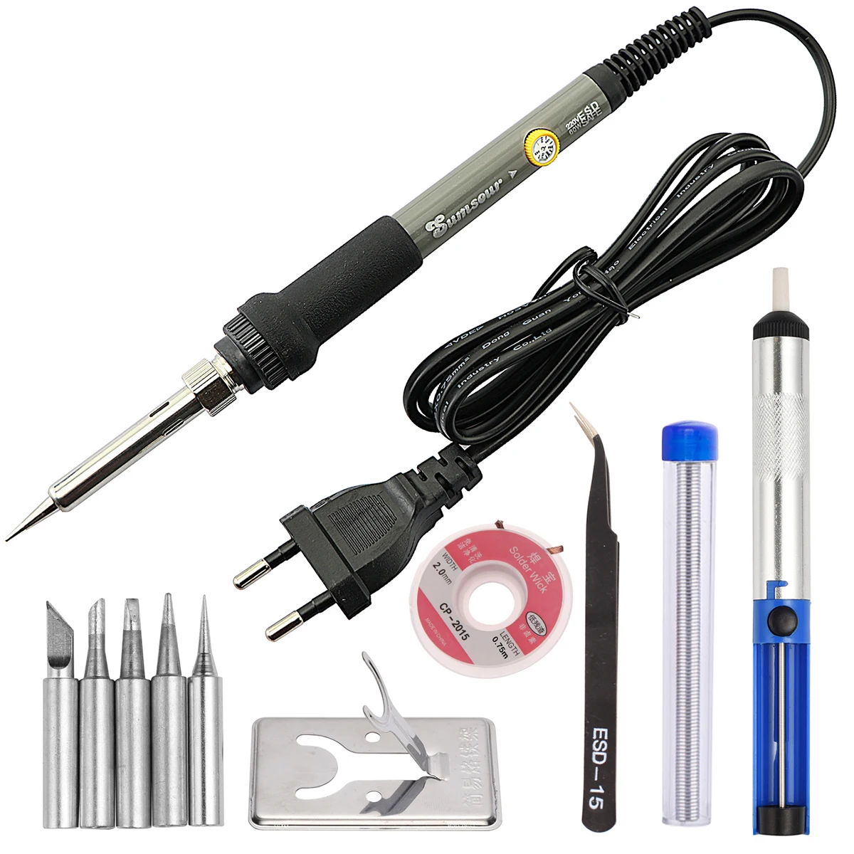 سبيكة لحام الاتحاد الأوروبي الولايات المتحدة التوصيل 110 فولت 220 فولت 60 واط ترموستاتي الكهربائية محطة لحام صغيرة الحديد مع 5 قطعة طرف لحام سلك لحام