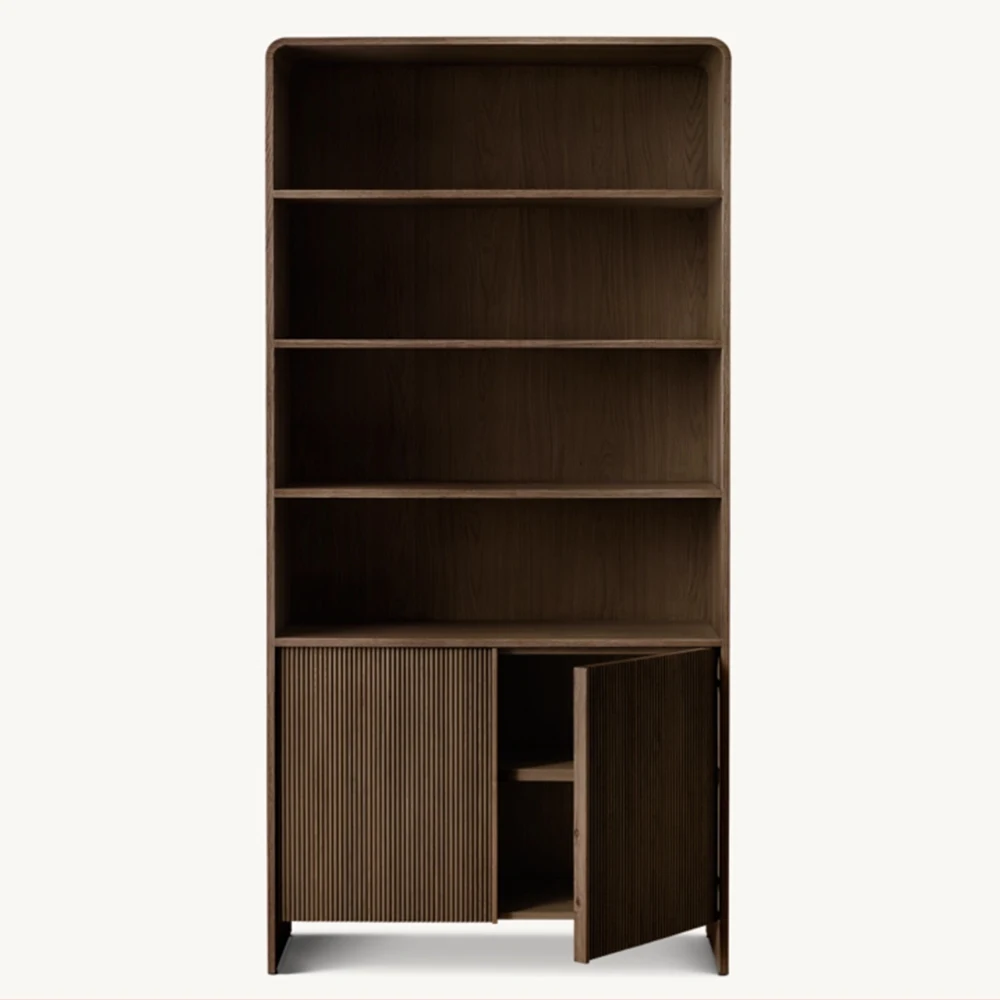Modern Luxurious Wooden Bookcase Home Furniture Display Storage Open Sideboard Solid Storage Cabinet Wooden Bookshelf Bookcases