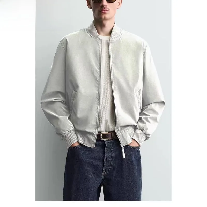 Spring 2026 Men's Lightweight Baseball Collar Technology Fabric Pilot Jacket New Arrival Outerwear Long Sleeve Zipper Closure