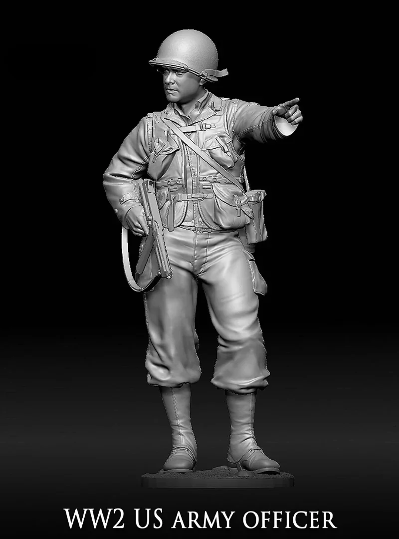 1/35 Scale Resin Figure Model Kit Scene US Military Officer Micro Scene Matching Miniature Unassembled and Unpainted Diorama Toy