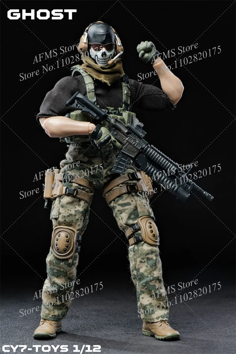 CY7 TOYS Figurka kolekcjonerska w skali 1/12 Ghost Mini Military War Collection Dolls Pełny zestaw 6-calowych męskich figurek żołnierzy Model akcji