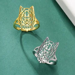 Punk Wolf Head Adjustable Ring for Men Women Stainless Steel Couple Animal Rings Fashion Party Jewelry Birthday Gift New In