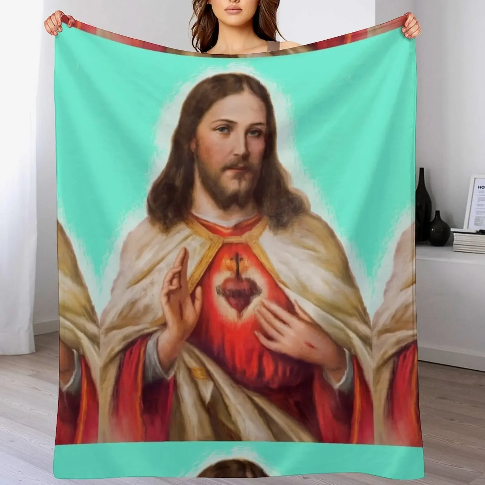 Jesus Christ painting | Jesus Christ | marry Christmas | Jesus Christ Sacred Heart Throw Blanket halloween Comforter Blankets