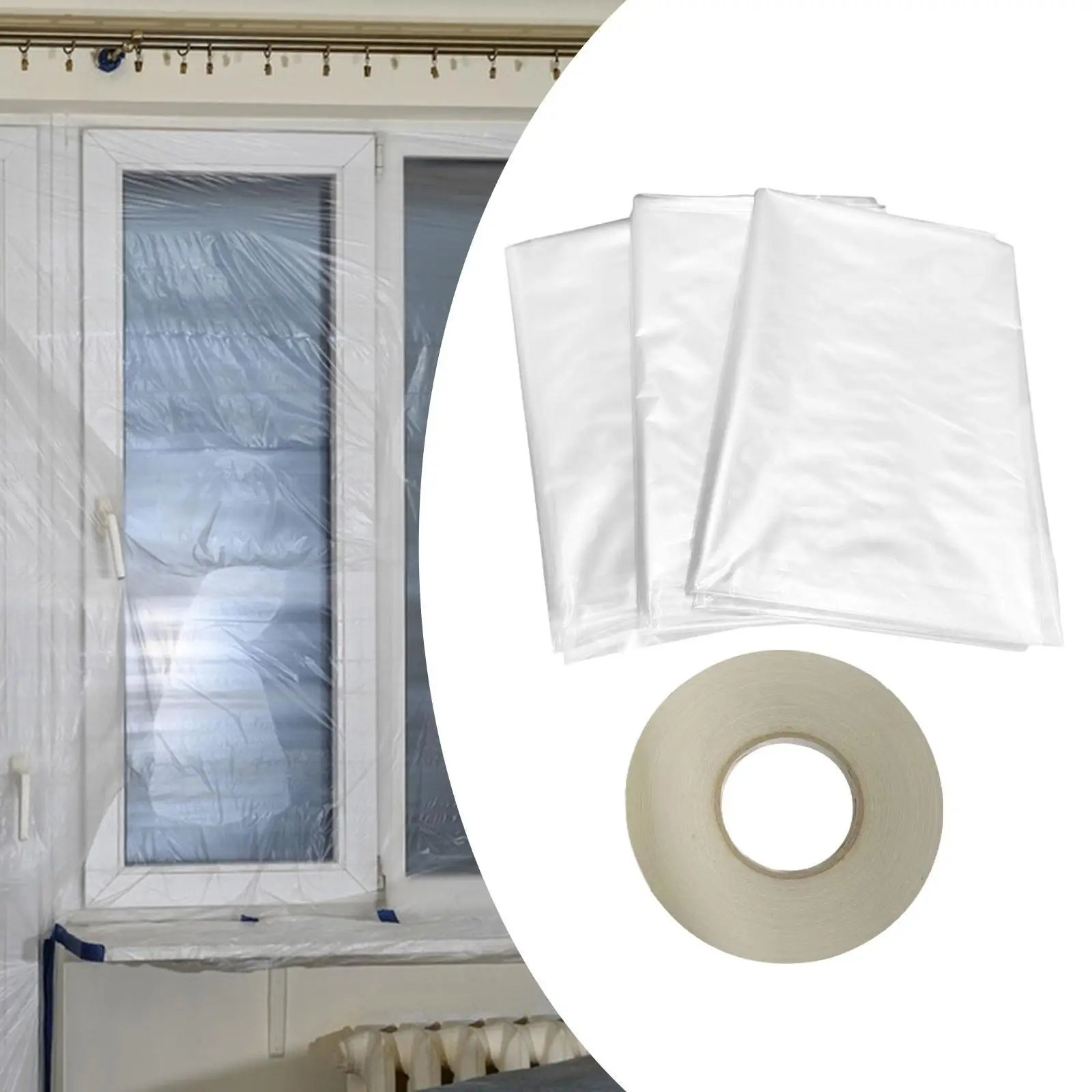 Clear Window Shrink Film Heavy Duty Insulation Kit for Energy Saving Heat Reflection Home Windows Winter Protection