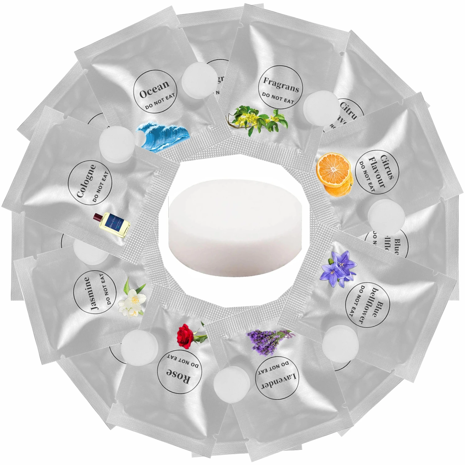 80-Pack Individually Wrapped Air Freshener Tablets - 8 Long-Lasting Scents for Car, Shoe & Closet Storage