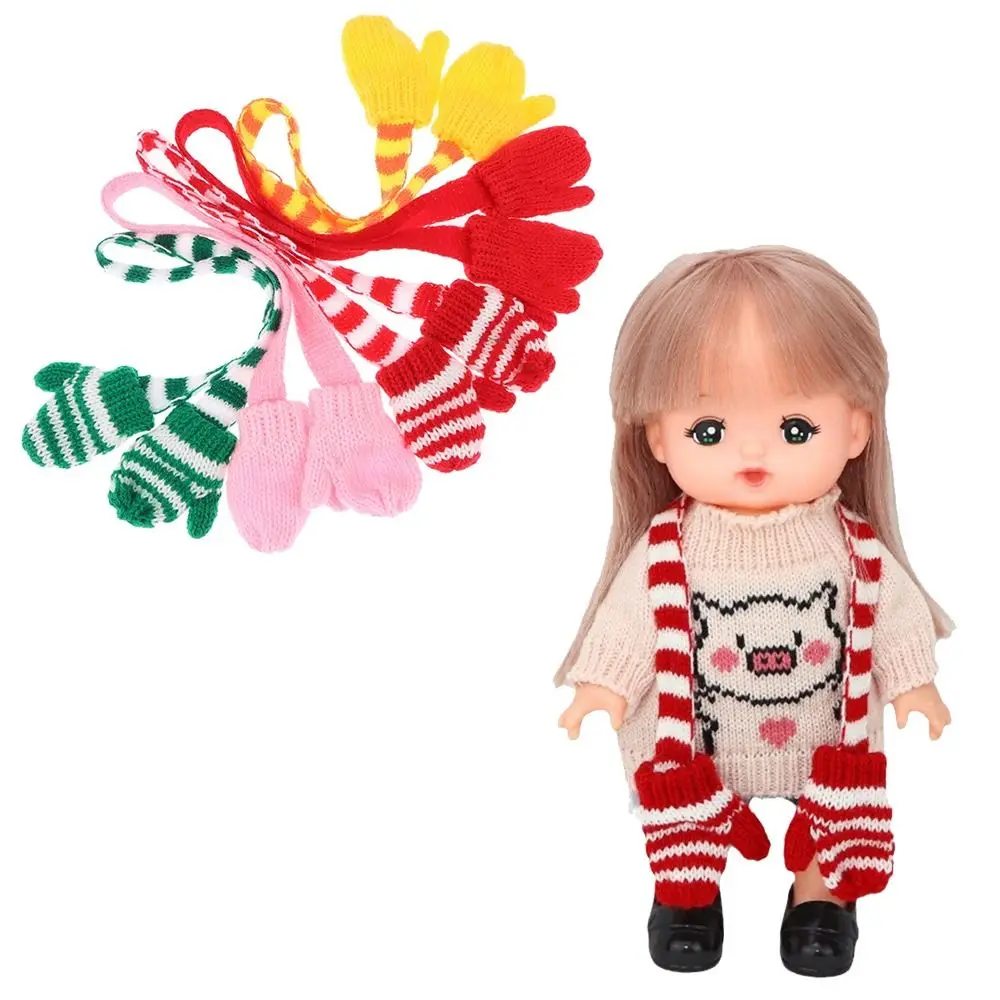 Miniature Neck Scarf 1:12 Doll Clothes Soft Simulation Doll Scarf with Gloves Pretend Play Mini Dolls Hat Xmas