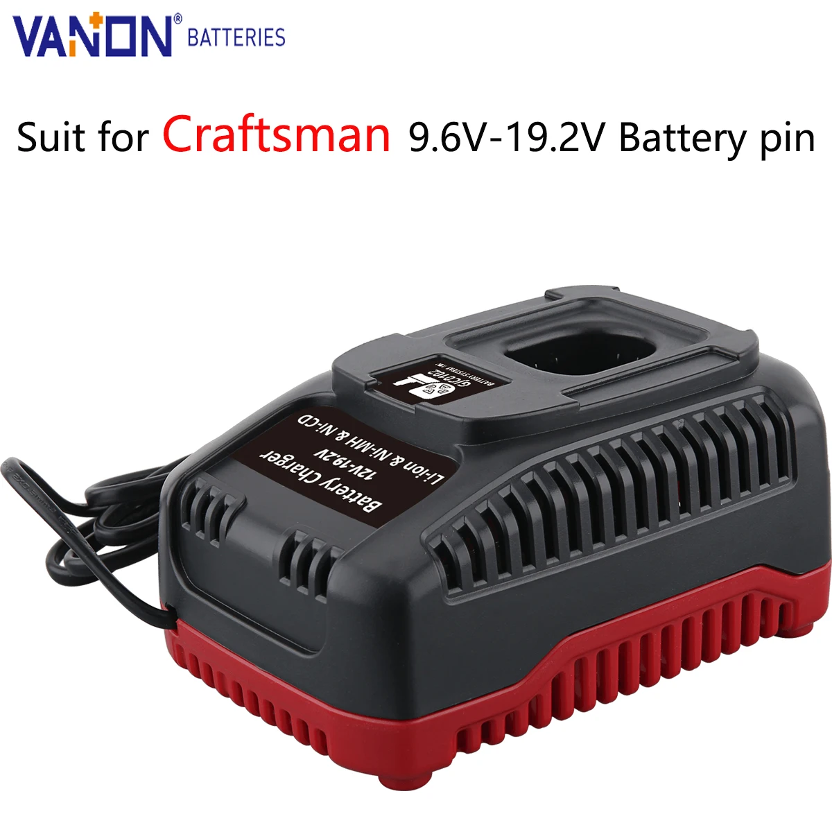 

9.6V-19.2V 2A Smart Battery Charger for Craftsman Ni-CD/Li-ion Batteries 315.CH2030 315.CH2021 140152004 315.PP203 US Plug Black