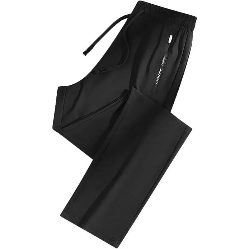 Quick Dry Ice Silk Long Pants Men's Loose Fit Casual Trousers Comfortable Breathable Durable Large Size Clothing