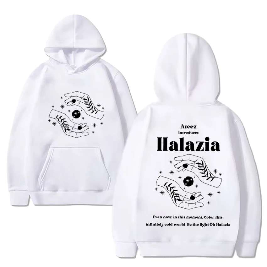 Ateez Band Halazia Double Sided print Y2k Hoodie Men Women harajuku vintage Sweatshirt Unisex Casual Fleece Long sleeve pullover