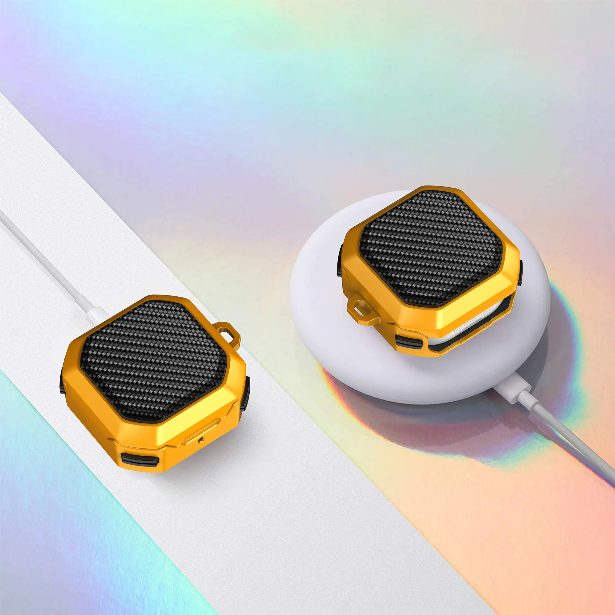 탄소 섬유 아머 보안 잠금 장치 포함 아머 케이스, 삼성 갤럭시 버즈 2 프로 케이스, 버즈 프로, 버즈 라이브 케이스