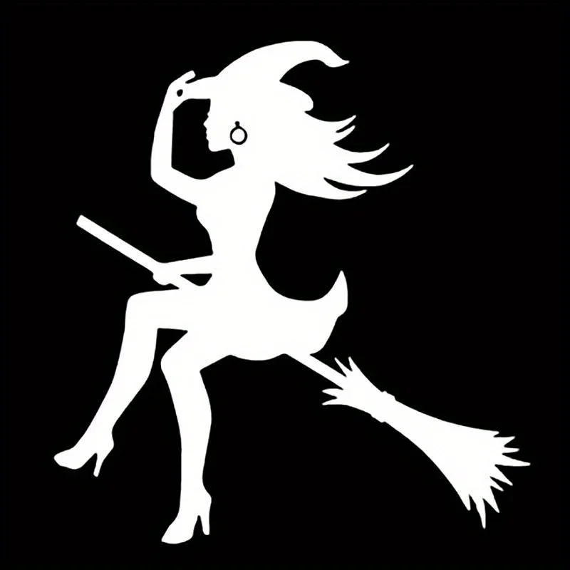 

1PC Eye - catching Chromatic Witch Sticker, Suitable for Adorning Car Windows, Journals, Water Bottles & Phone Backs