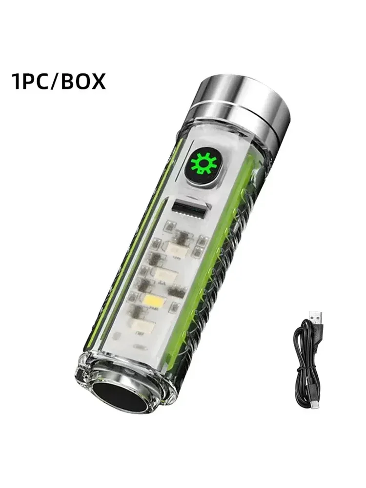USB C Rechargeable LED Flashlight Compact Ultra Bright Portable Light MINI Keychain Light for Emergency Camping Reading