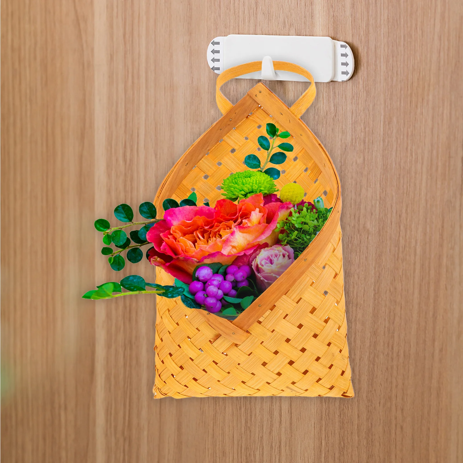 

2Pcs Handmade Woven Wall Basket Vintage Hanging Storage Basket for Balcony Door Kitchen Utensils Grocery Rustic Farmhouse Decor