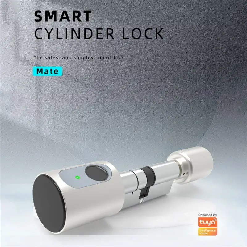 FOR HOME  Lock Home Lock Cylinder Compact App Remote Bluetooth Door Lock Fingerprint Electronic Lock Black