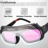 Solar Powered Automatic Dimming Welding Glasses Auto Darkening Anti-Scratch Argon Arc Welding Glasses with Headband Anti-glare