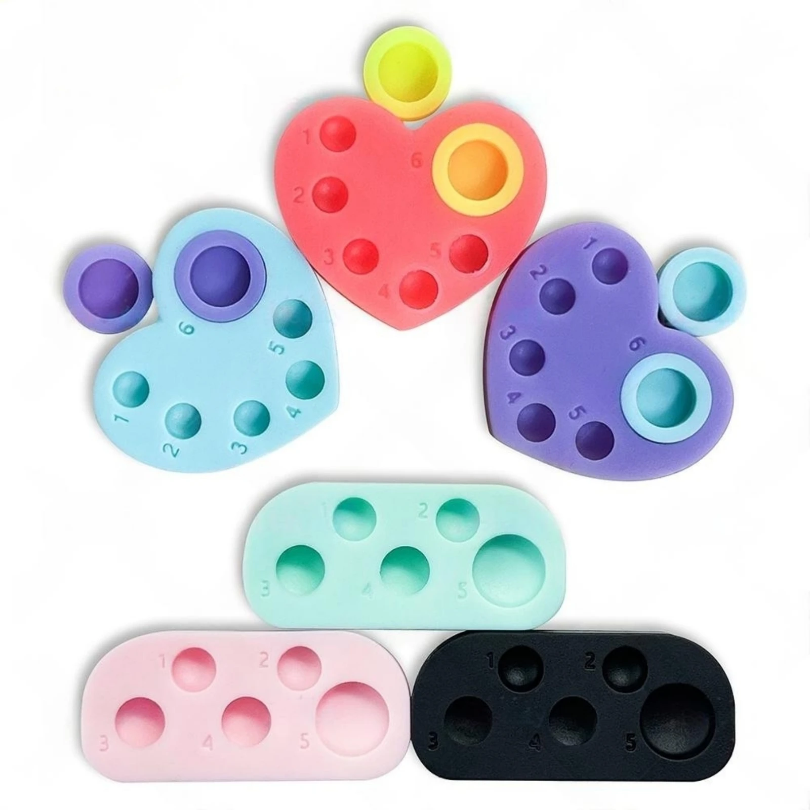 Libeauty 1 Stück Mini-Silikonpalette mit 5 oder 6 Funktionen für Wimpernlifting und -färbung, Augenbrauenlaminierung, Wimpernperm-Pads, Make-up-Werkzeuge